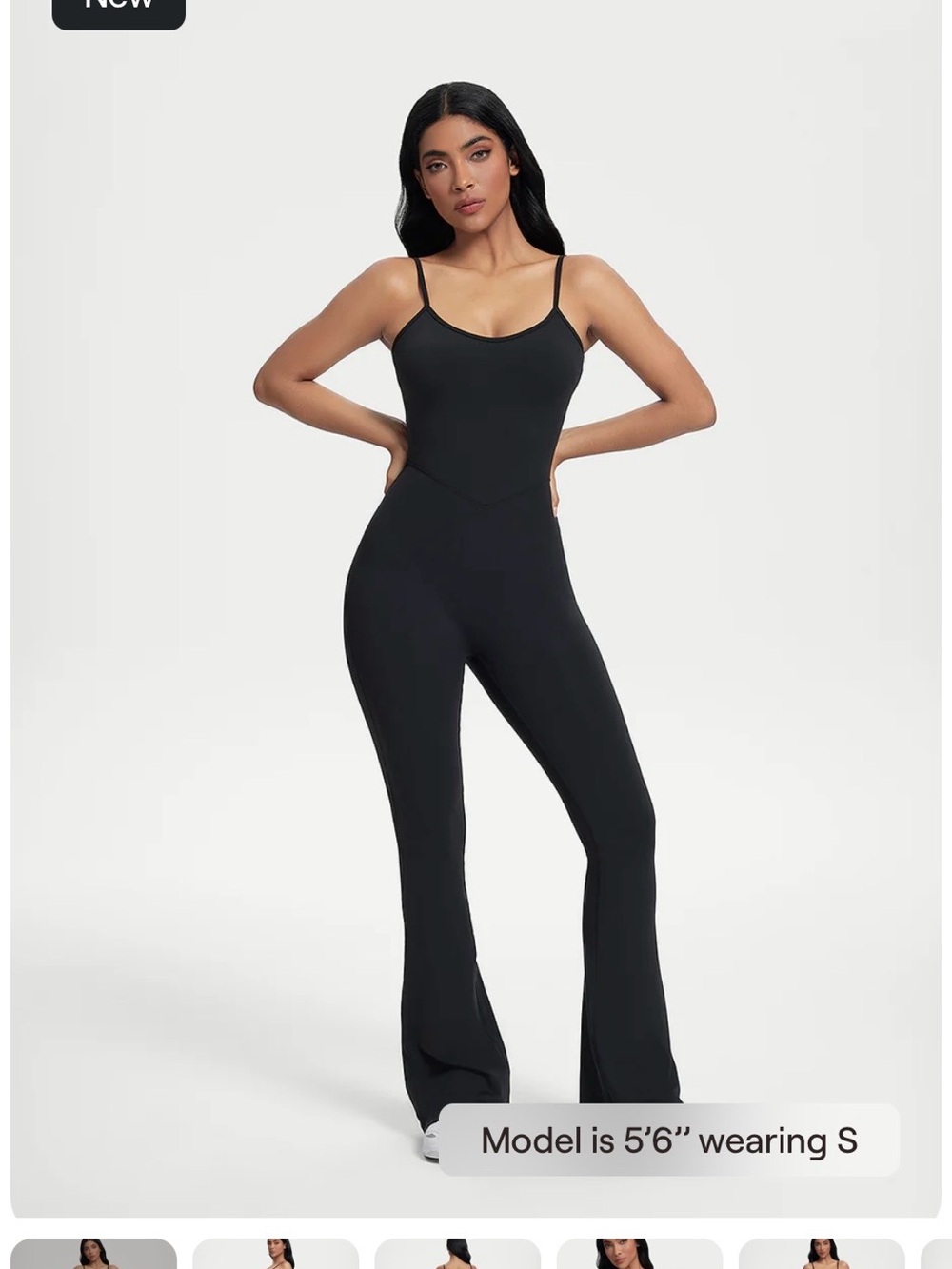 Zella Black Slim Spaghetti-Strap Jumpsuit